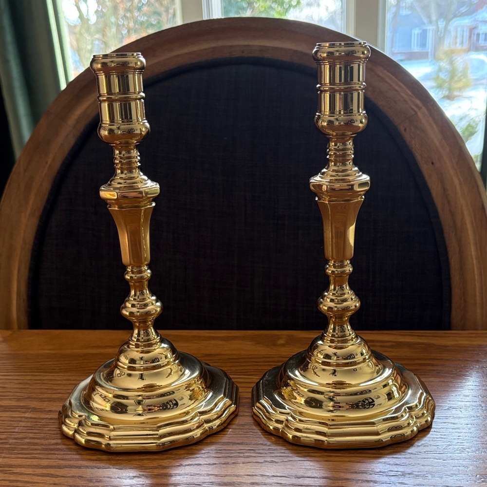 Baldwin Vintage Polished Gold Candle Holders